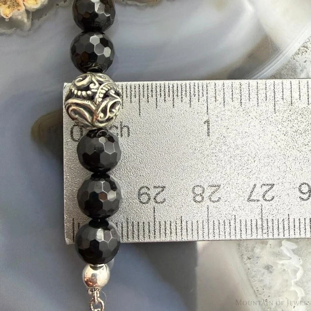 Carolyn Pollack Sterling Silver 6 Faceted Onyx w/Swirl Beads 15